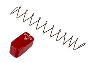 The Taran Tactical +2 Base Pad for Glock magazines features a red anodized finish